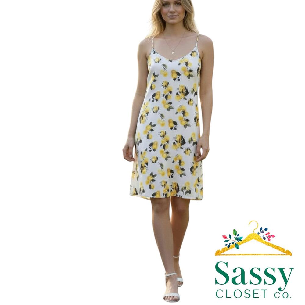 CAROLINA BELLE Lemon Print Sundress Spaghetti Strap Mini 2 EUC